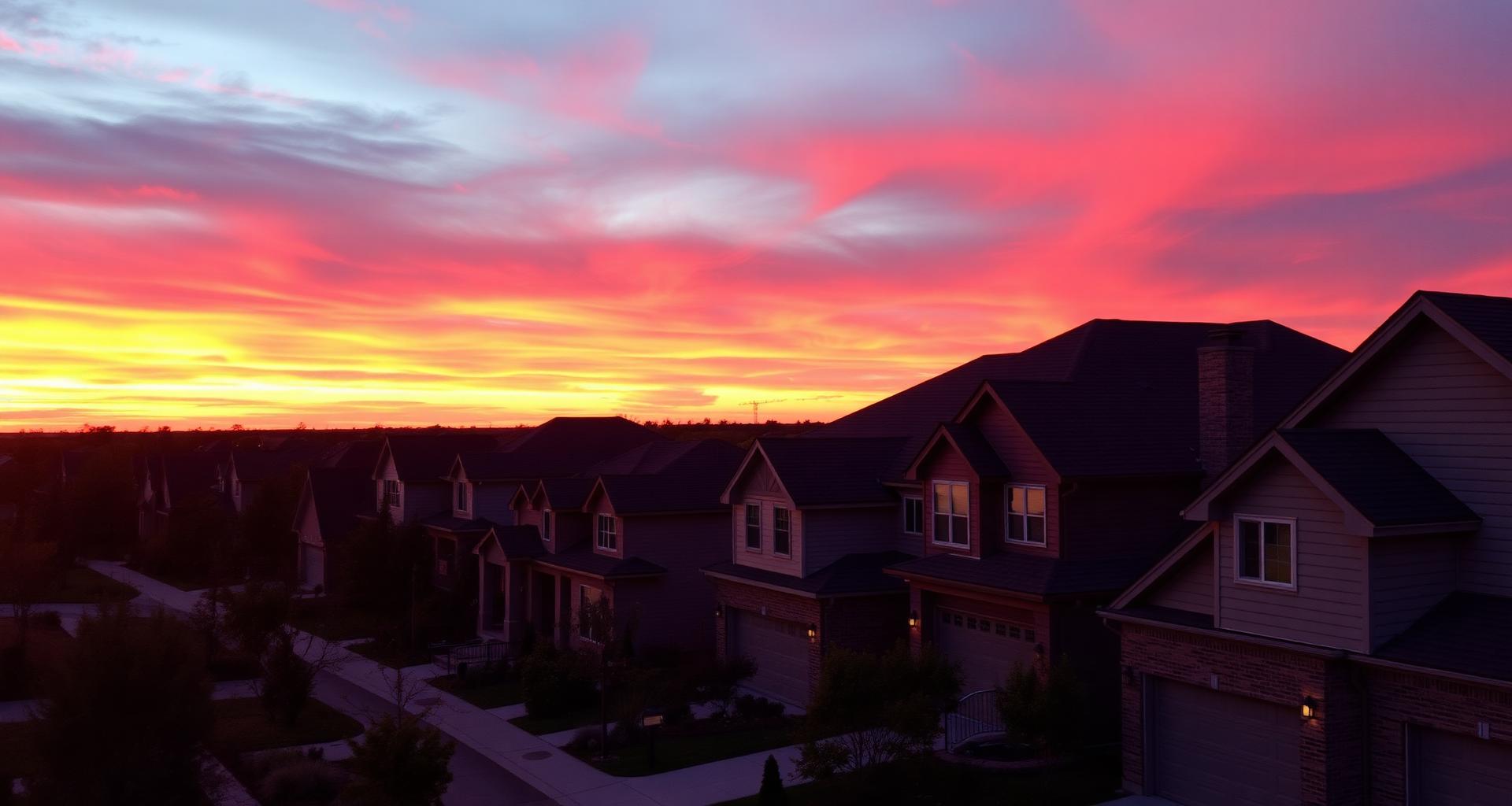 Texas neighborhood at sunset